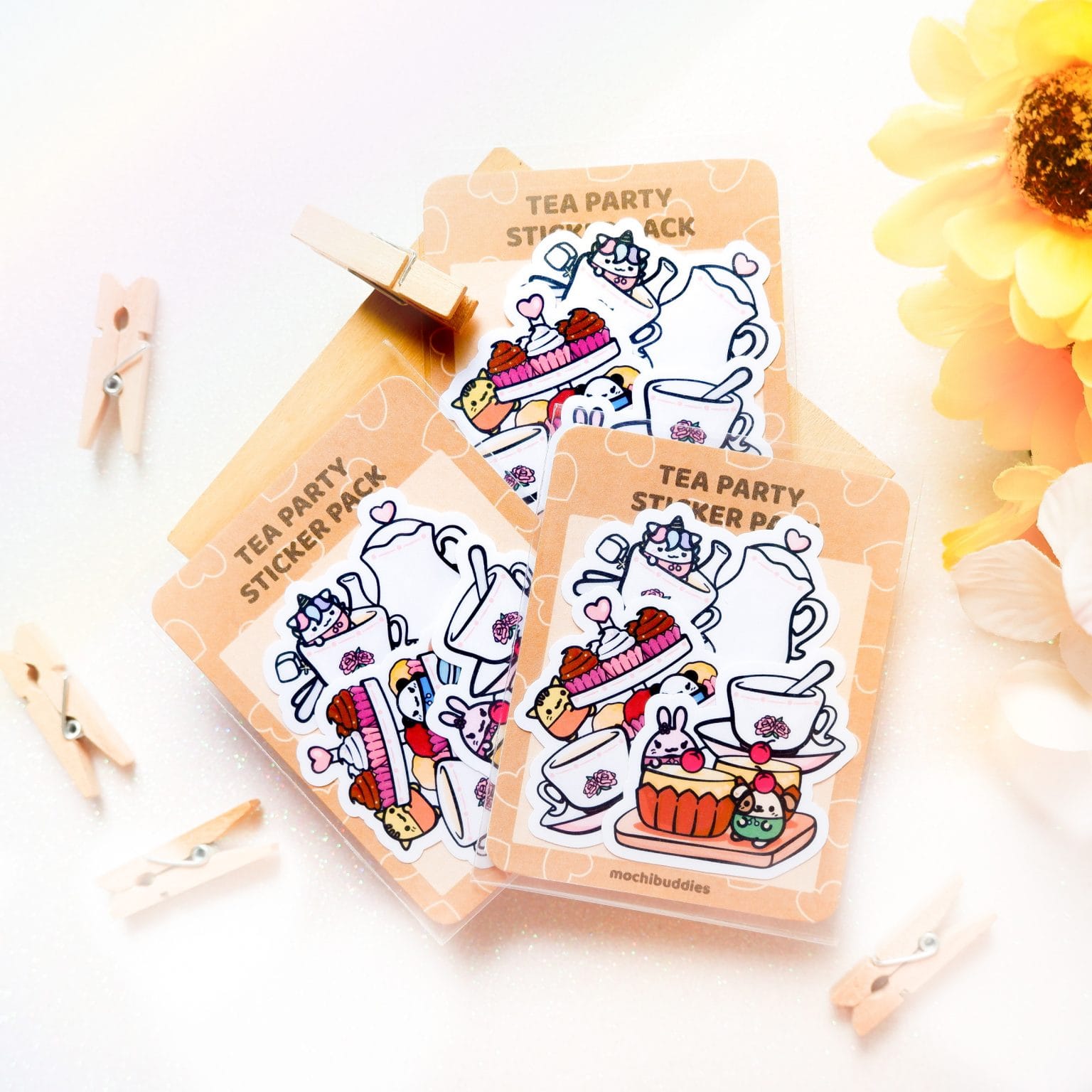 Mochi Buddies Tea Party Glitter Sticker Pack Mochi Buddies